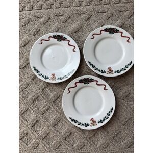 3 Vtg Newcor Origins Fine Porcelain "Christmas Morning" Salad Dessert Plates